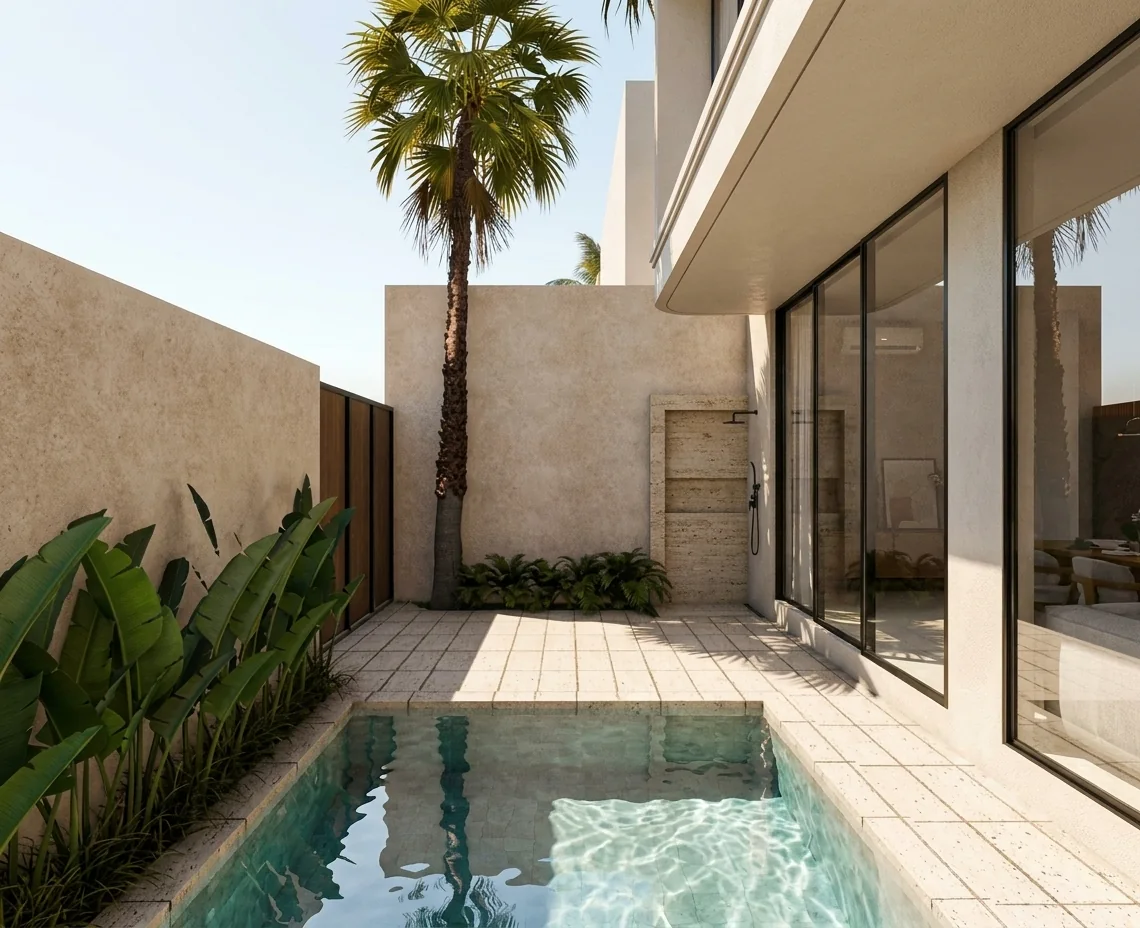 Pool courtyard render